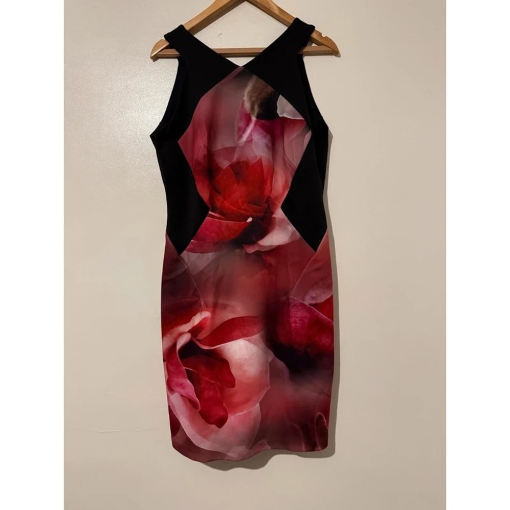 Forever 21 Red and Black Floral Midi Dress